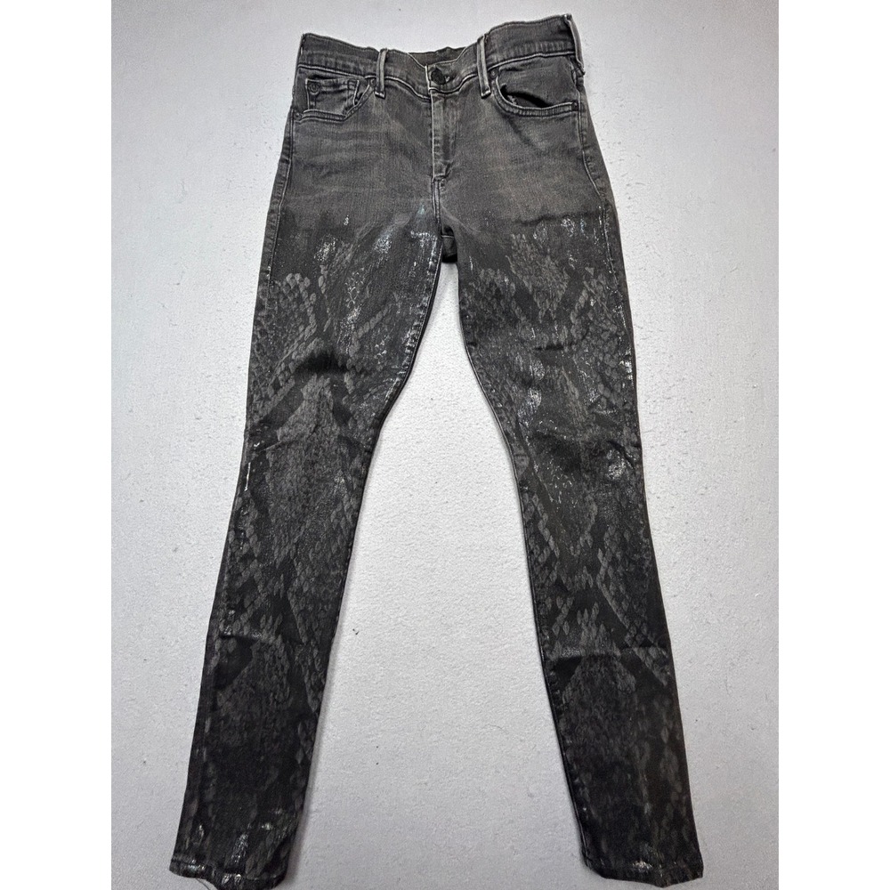 True Religion Halle Super Skinny Jeans Cotton Spandex Black Snakeskin 29 Womens